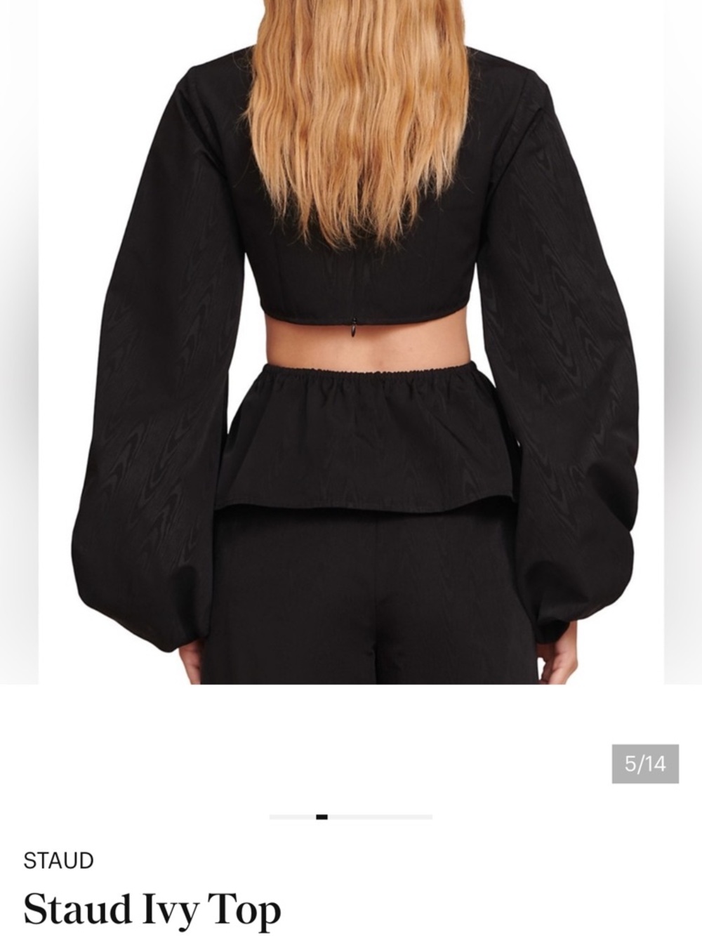 STAUD Ivy Black Cut Out Peplum Top - Picture 2 of 8